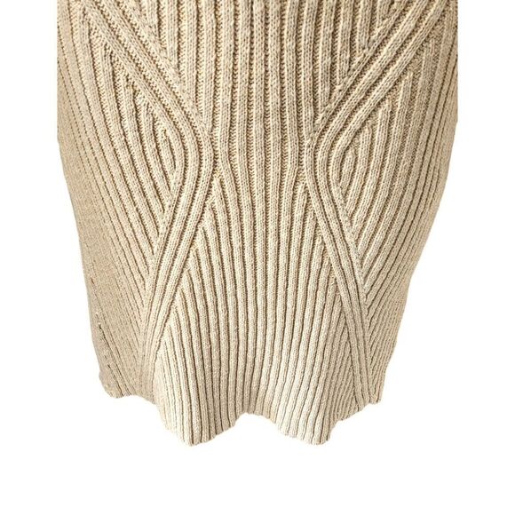 💥Free People XL Zip Front Cable Knit Sweater Mini Dress Beige Boho Cozy Chic - Picture 8 of 15